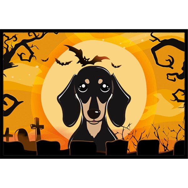 Jensendistributionservices Halloween Smooth Black And Tan Dachshund Indoor & Outdoor Mat, 24 x 36 in. MI2556772 - main